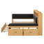 Structure de lit de jour multifonctionnelle en bois avec couchette, tablettes de rangement, banc et station de charge, tête de lit tapissier-1855411934
