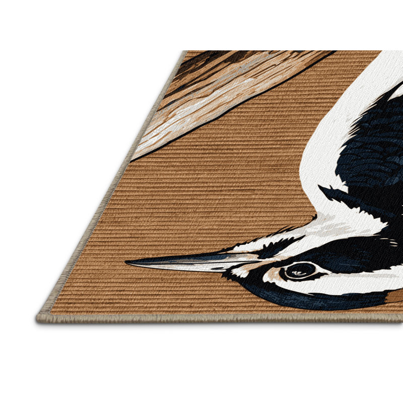  Tapis lavable avec des oiseaux duveteux, Rectangulaire 2 pi x 3 pi