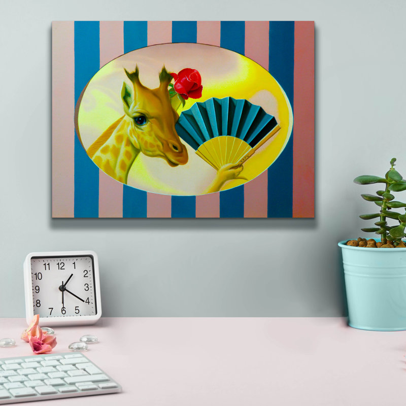 «The Giraffe» par Valery Vecu Quitard, art mural sur toile, H 12 po x l 16 po x P 0,75 po