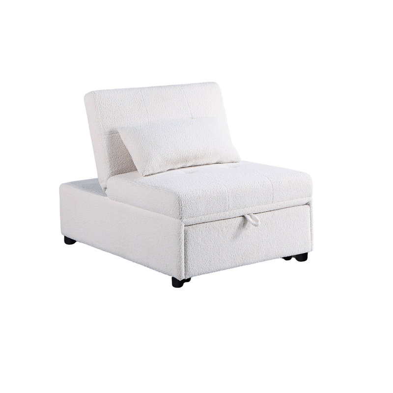 Fauteuil-lit moderne blanc avec tissu et coussin inclus
