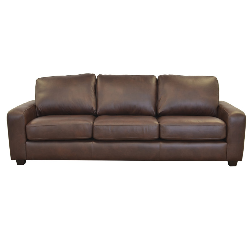 Ramdat Upholstered 88'' Sofa, Berkshire Dark Brown Genuine Leather