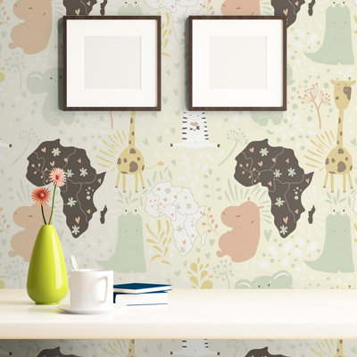 Shoshana Animals Baby Removable Peel and Stick Wallpaper Panel