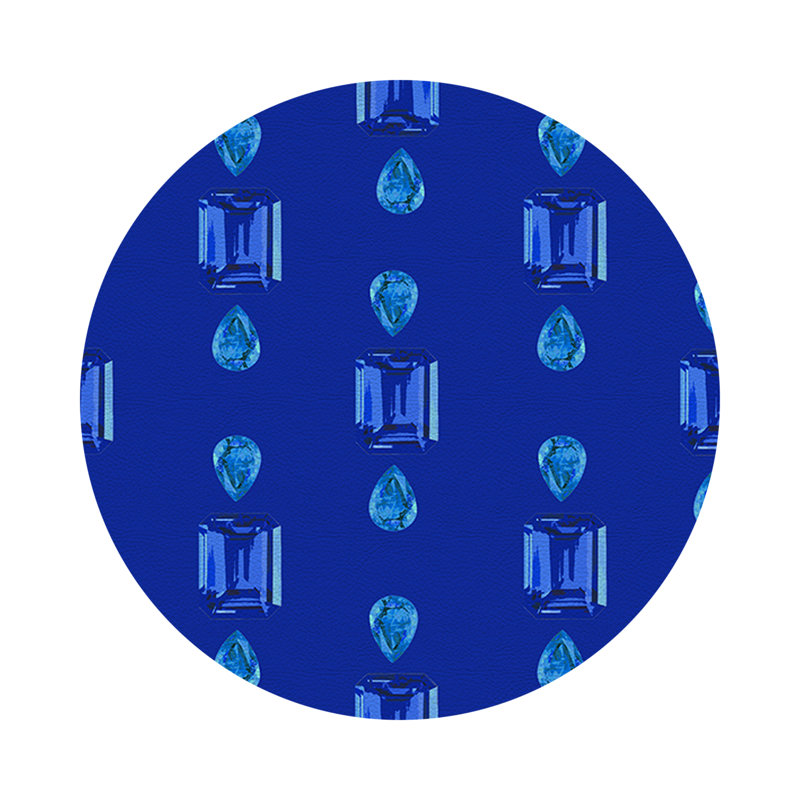 Gem Sapphires Topaz Royal Vegan Leather Round Coasters, Topaz Royal