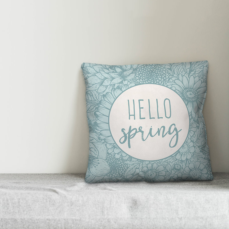 Hello Floral Reversible Throw Pillow, 16" x 16"