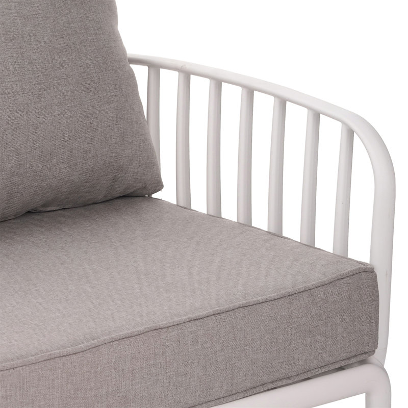 9 Piece Patio Conversation Sets, Light Gray, White