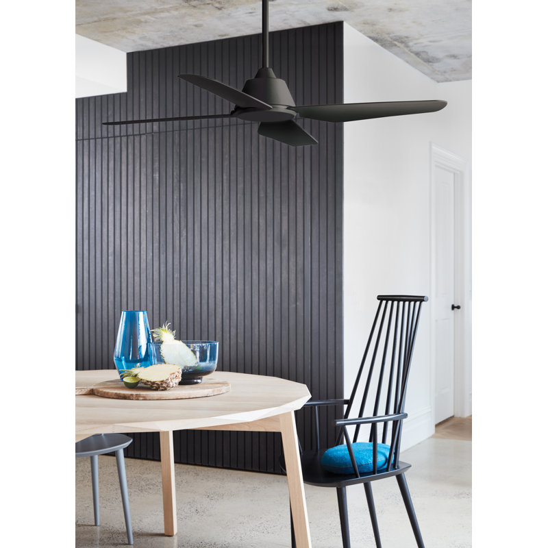 Aria 52in 4-Blades Indoor/Outdoor Ceiling Fan with Remote Control and Light, Black