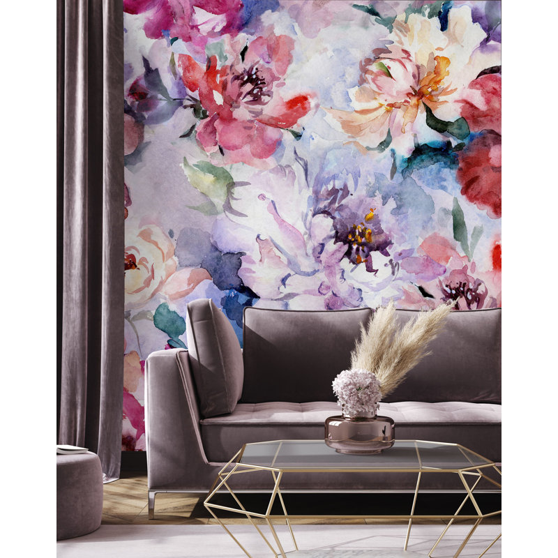 Austie Floral Wall Mural, 8.34" L x 100" W, Vinyl