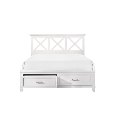 X Storage Bed With Poplar And Rubberwood, Designed Headboard For Transitional Styling And Ample Under-Bed Storage.