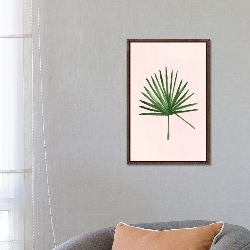 Windmill Palm by Sabina Fenn - Painting on Canvas, Classic Brown Wood Floater Framed, 66.04cm H x 45.72cm W x 3.81cm D