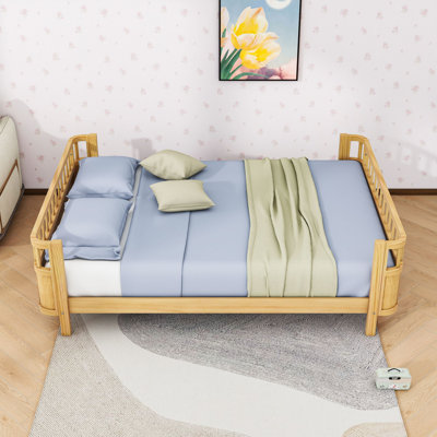 Wood Platform Bed with Rails
