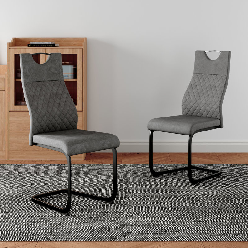 49cm H Fabric Upholstered Upholstered Back Side Chair in Gray