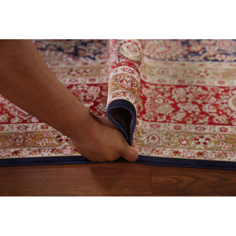 Tapis bleu floral traditionnel 7 x 10