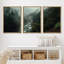 "Misty Forest Landscape", "Hazy Moody Dark Green River Nature", Tranquil Panoramic Modern Rustic Woodland Wall Art-119385153-91258537