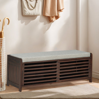 Banc à chaussures rétro avec pattes avec rangement et siège rembourré | Rangement d'entrée et de salon