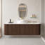Meuble-lavabo flottant 48 po avec lavabo vasque rond en céramique ORVICA, plateau en pierre frittée d'aspect Carrare, armoire à 2 tiroirs cannelée et rangement à fermeture en douceur
