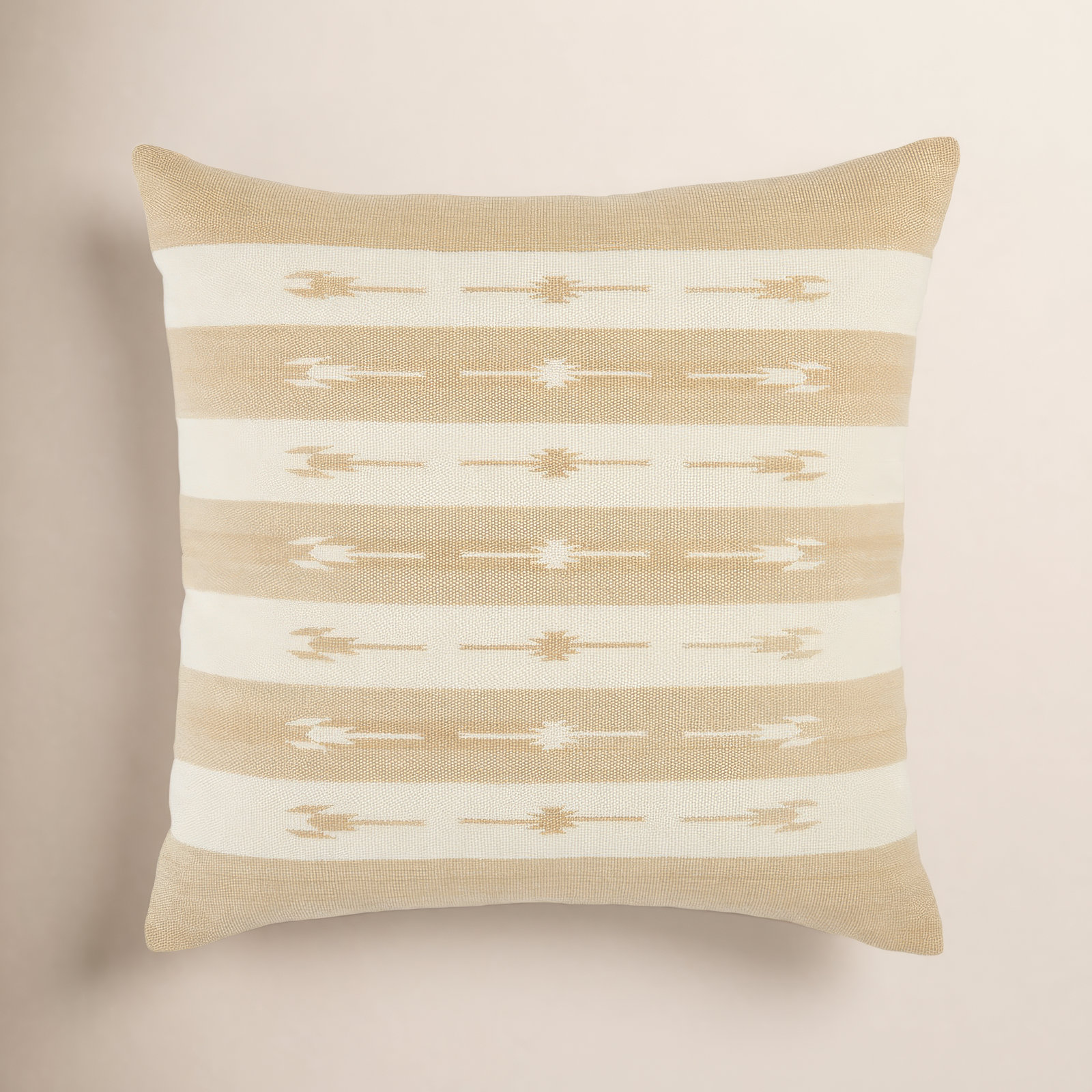 Estela Striped Cotton Throw Pillow, Taupe, Down