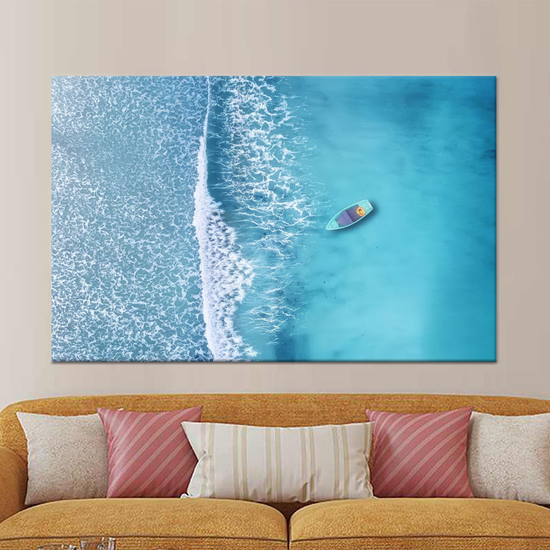 Paysage côtier imprimé sur toile, décoration murale moderne, toile tendue 1P, H: 59,1 po x l: 98,4 po