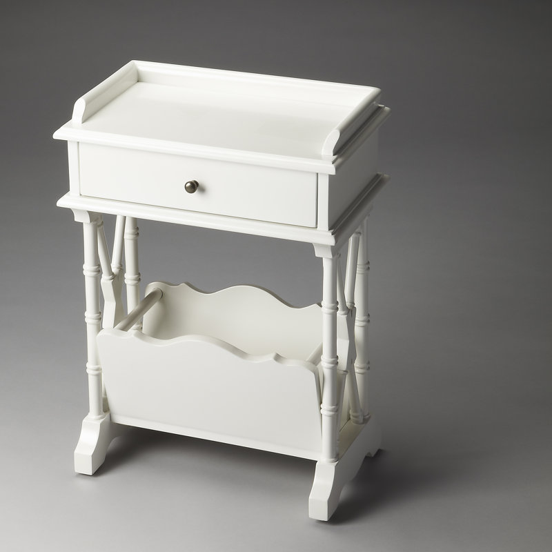 Latoria Trestle End Table, Glossy White
