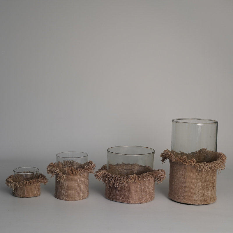 Porte-votive de table en verre, H 3 po x l 3 po, Naturel
