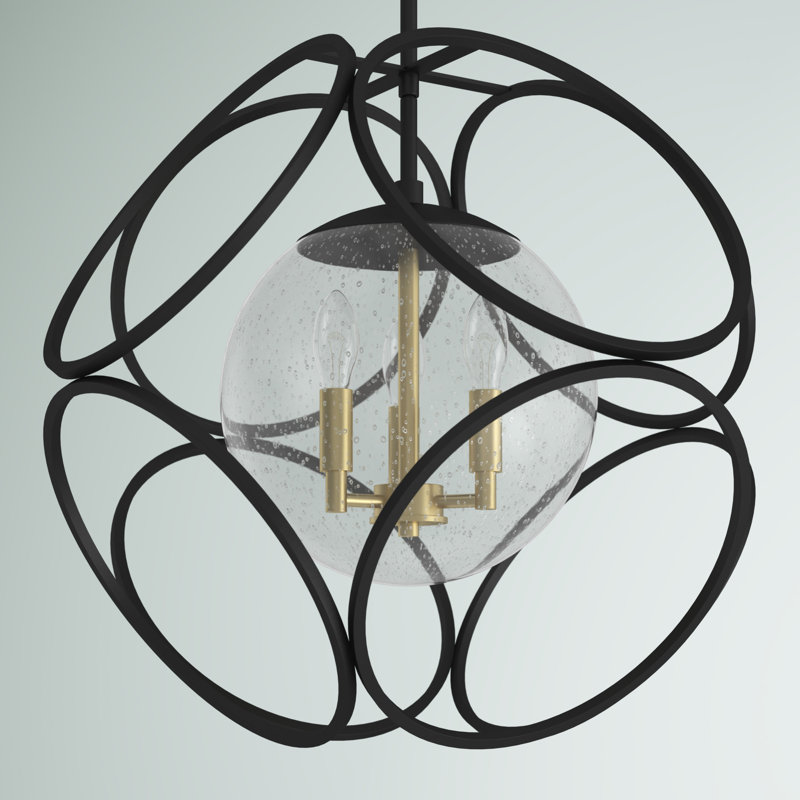 Anita 3 - Light Unique/Statement Pendant, Black/Vintage Brass