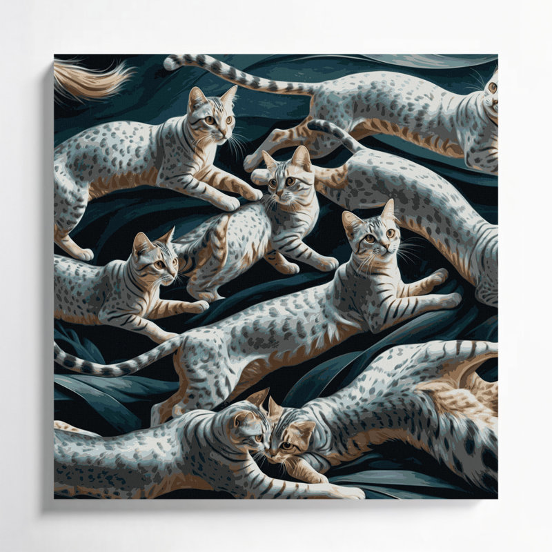 «Cats Arabian Mau», art mural sur toile, H 16 po x l 16 po
