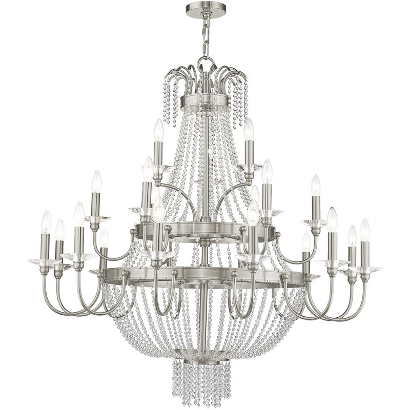 Lustre empire 21 lumières Kearrah, Nickel brossé