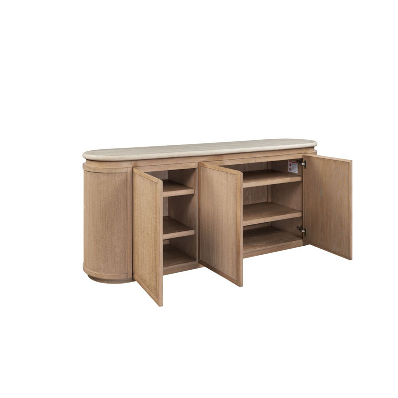 Buffet en pierre et dessus en corde, armoire moderne, buffet moderne, buffet en bois