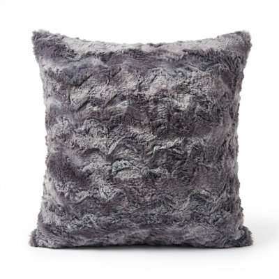 Brandy Grey Fox Faux Fur Animal Print Pillow