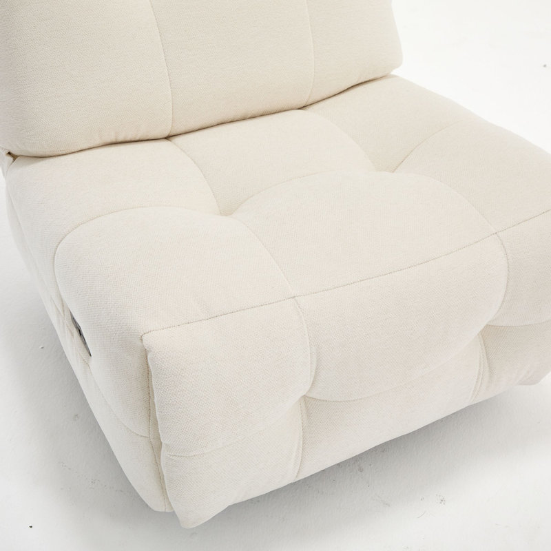 Fauteuil inclinable manuel pivotant et oscillant de 33,1 po de largeur (ensemble de 2), Blanc avoine