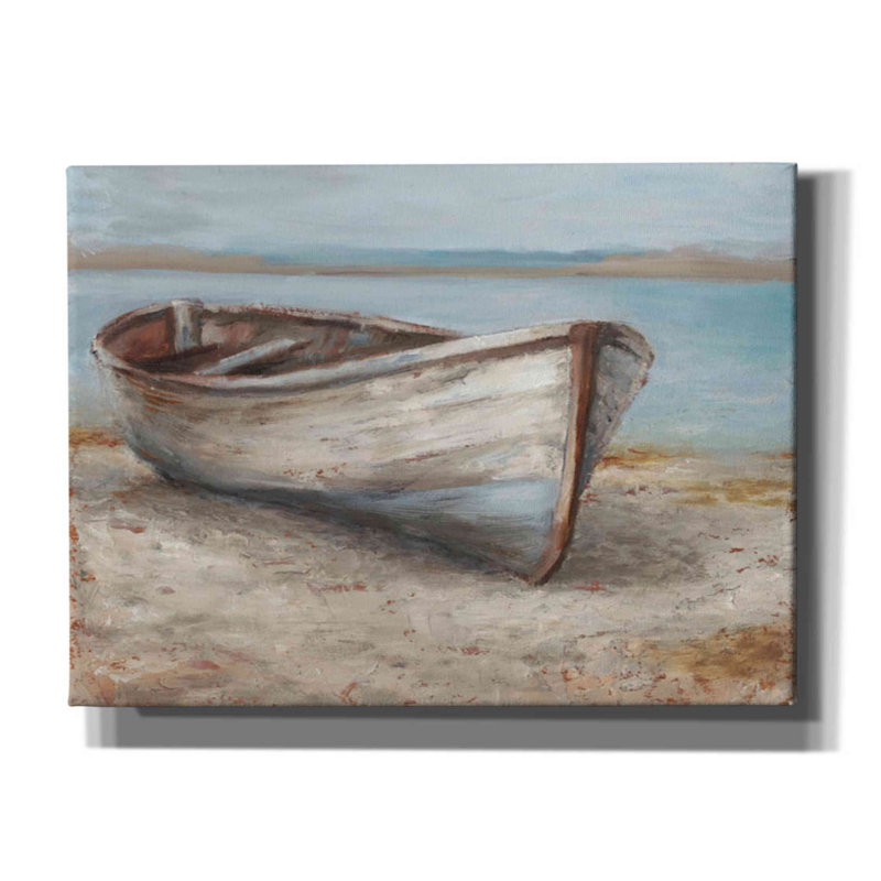 «Whitewashed Boat I» par Ethan Harper, art mural sur toile, H 40 po x l 54 po x P 1,5 po