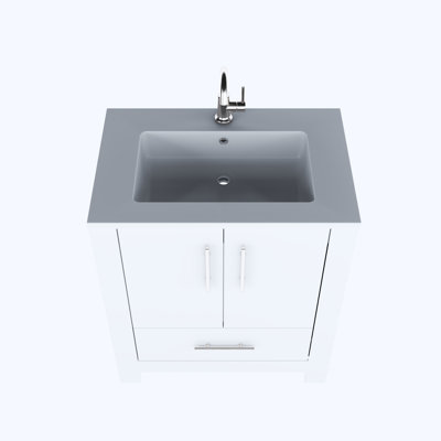 Boston 30'' Single Bathroom Vanity with Resin Top