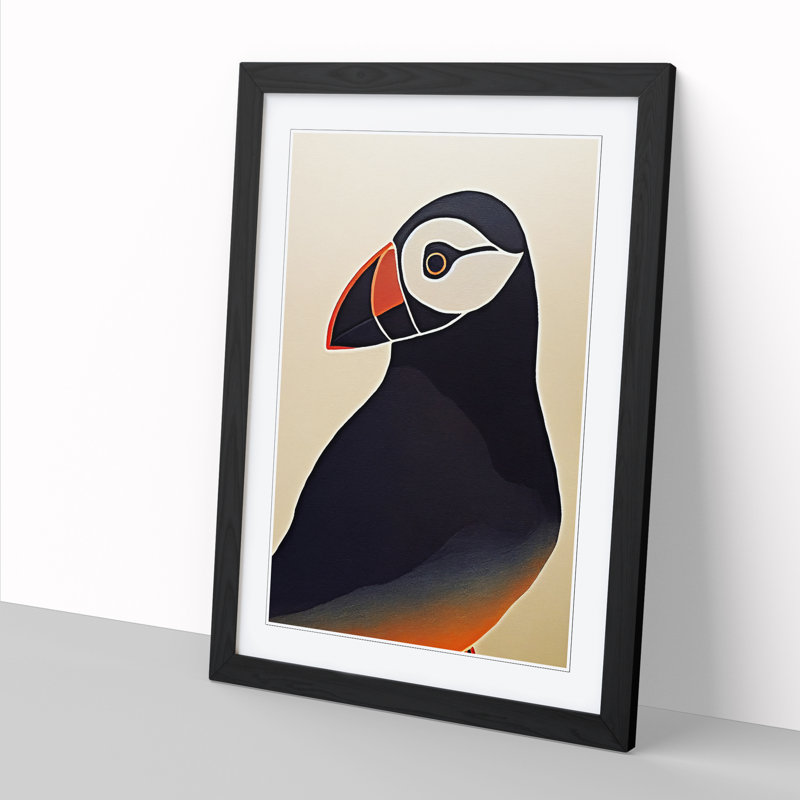 Puffin Art Vol.3 - Single Picture Frame Print, 64cm H x 46cm W x 2cm D, Walnut