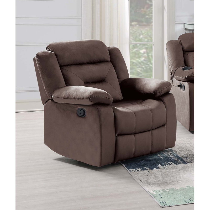 Everrett Upholstered Recliner, Manual - Handle / Lever, Chocolate Velvet