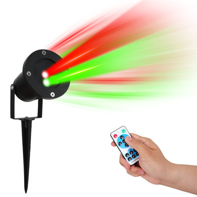Projecteur de Noël d'extérieur rouge et vert avec télécommande, effet luciole, vitesses de clignotement réglables et minuterie de 1 à 6 heures pour les décorations de Noël