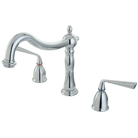 Kingston Brass Silver Sage Two-Handle 3-Hole Deck Mount Roman Tub Faucet, Polished Chrome