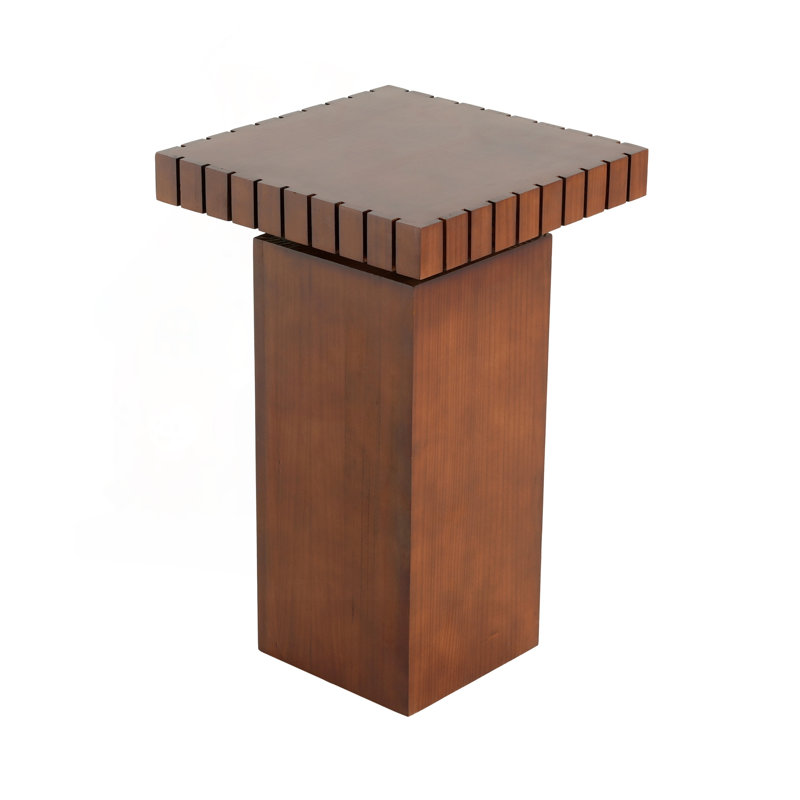 Table de bout carrée en noyer avec détail à encoche