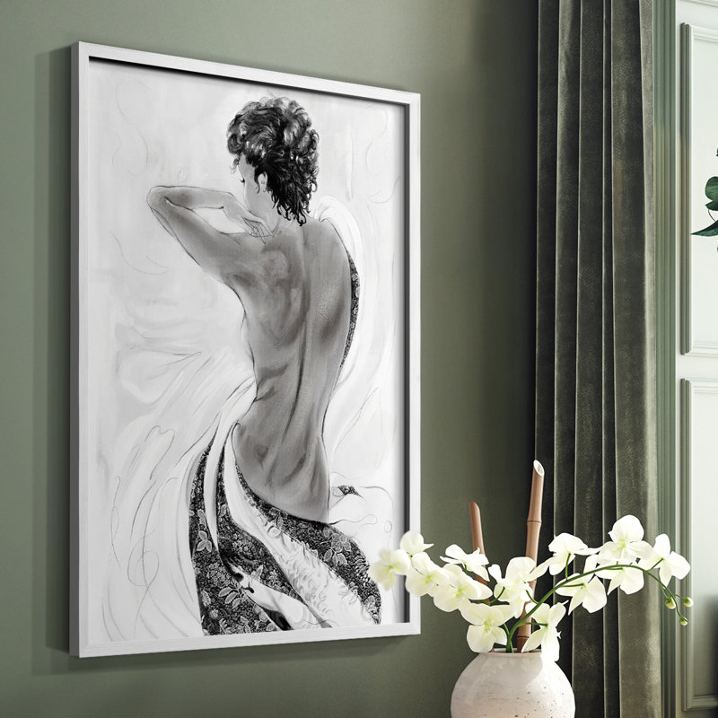 «Solitude S Croquis II», reproduction encadrée - bois massif, Blanc, H 28 po x l 22 po