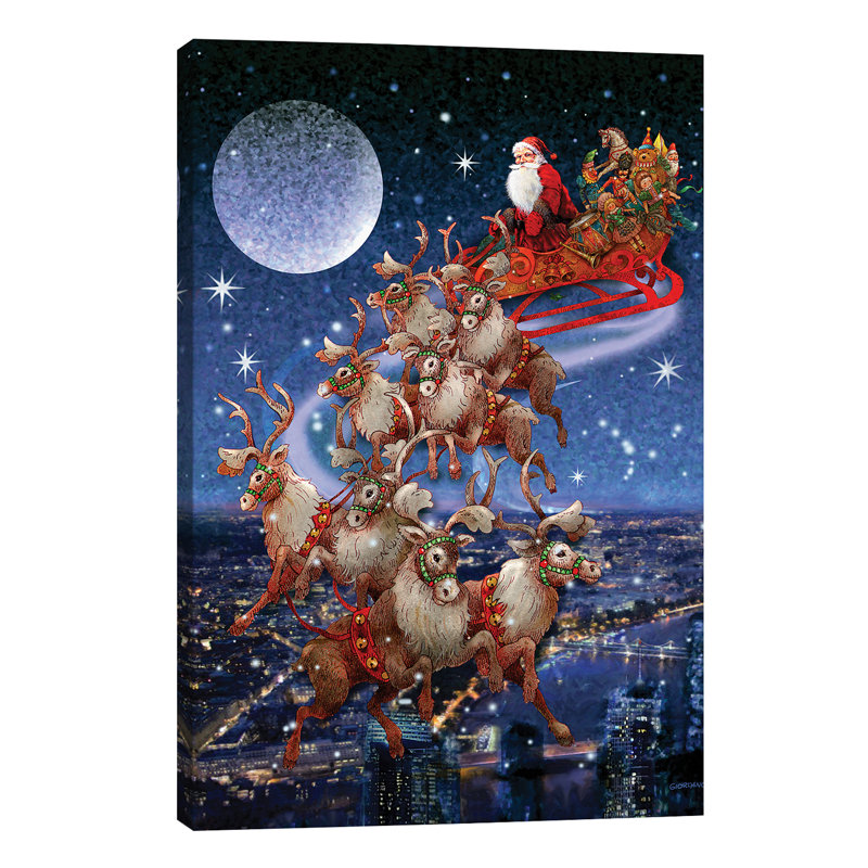 Santa's Sleighride - Print on Canvas, 101.6 cm H x 66.04 cm W x 1.91 cm D, No Frame