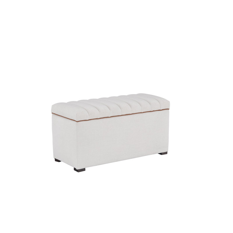 Angela Channel Tufted Storage Bench, Porcelain