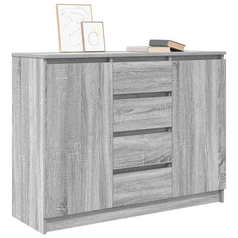 Sideboard With Drawers 100.5X35x76 Cm Engineered Wood, Grey Sonoma