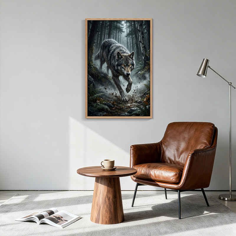 Ensemble de 1 tableau sur toile « Forêt de loups », 48"H x 32"W, Naturel