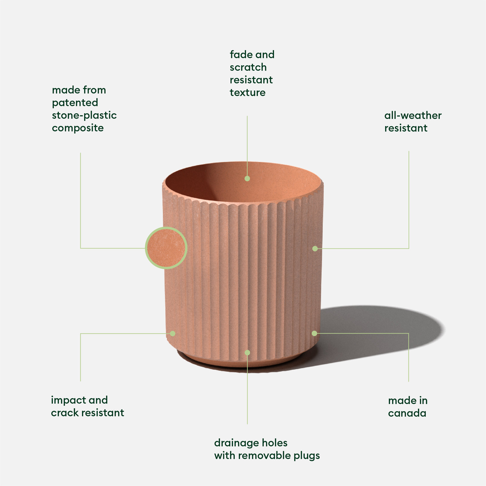 Demi Series Round Planter, 2, 11.5" H x 10.5" W x 10.5" D, Terracotta