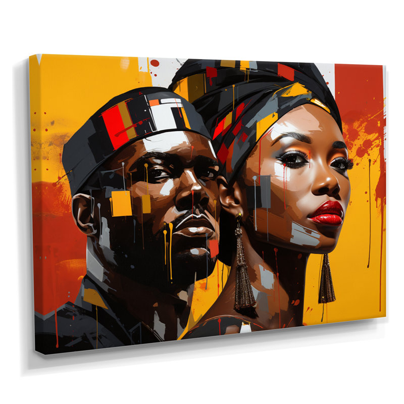 Gracieux couple afro-américain Royal Attitude - Couple, art mural, Toile tendue, H 34 po x l 44 po x P 1,5 po