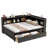 L-Shaped Bookcases Bed With Power Outlets,USB Charging Ports,Two Drawers-1133691143-1133691144