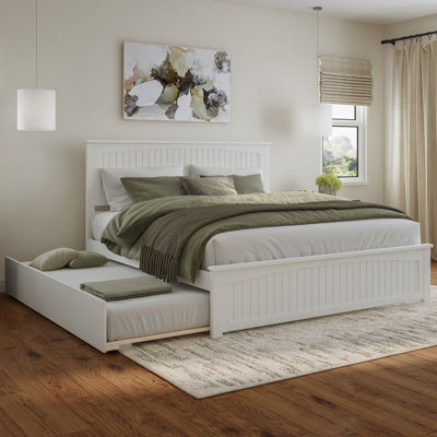  Lit plateforme en bois massif Nantucket avec pied et gigogne assortis
