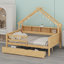 Lits plateforme en bois avec DEL, tablettes de rangement, tiroirs et garde-corps-775370598