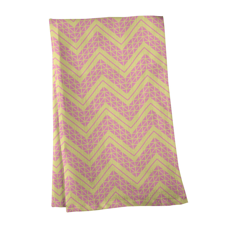Stephenie Tea Towel Kitchen Towel, Light Pink/Light Yellow, Cotton Twill