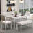 Vintage Extendable Dining Table Set for 6 with 4 Chairs & Bench, 59 to 72-Inch Rustic Farmhouse Kitchen Table Set with Distressed Finish and Retro Carved Legs-1793550586