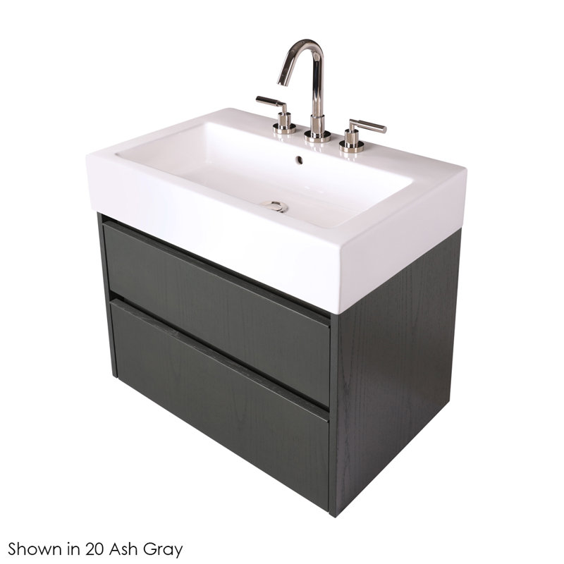 Aquagrande 28.12'' L Bathroom Sink, White, 3 Hole - 8" Centers