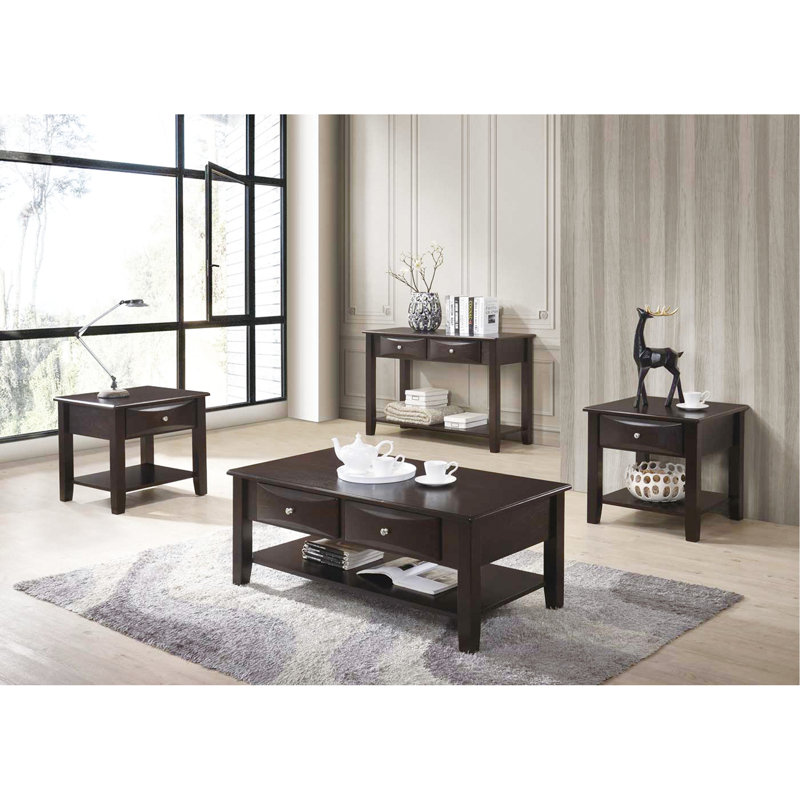 Table basse à deux tiroirs en brun